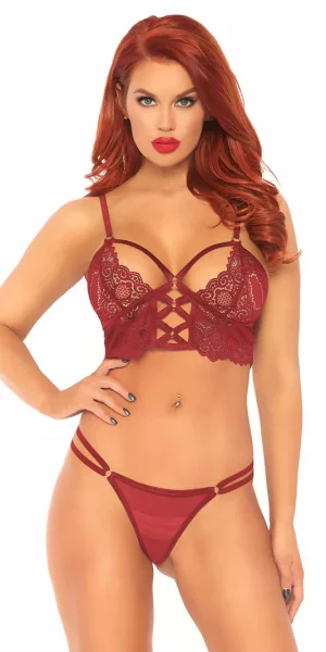 leg avenue 81577 bra and panty set burgundy at pleasure zone